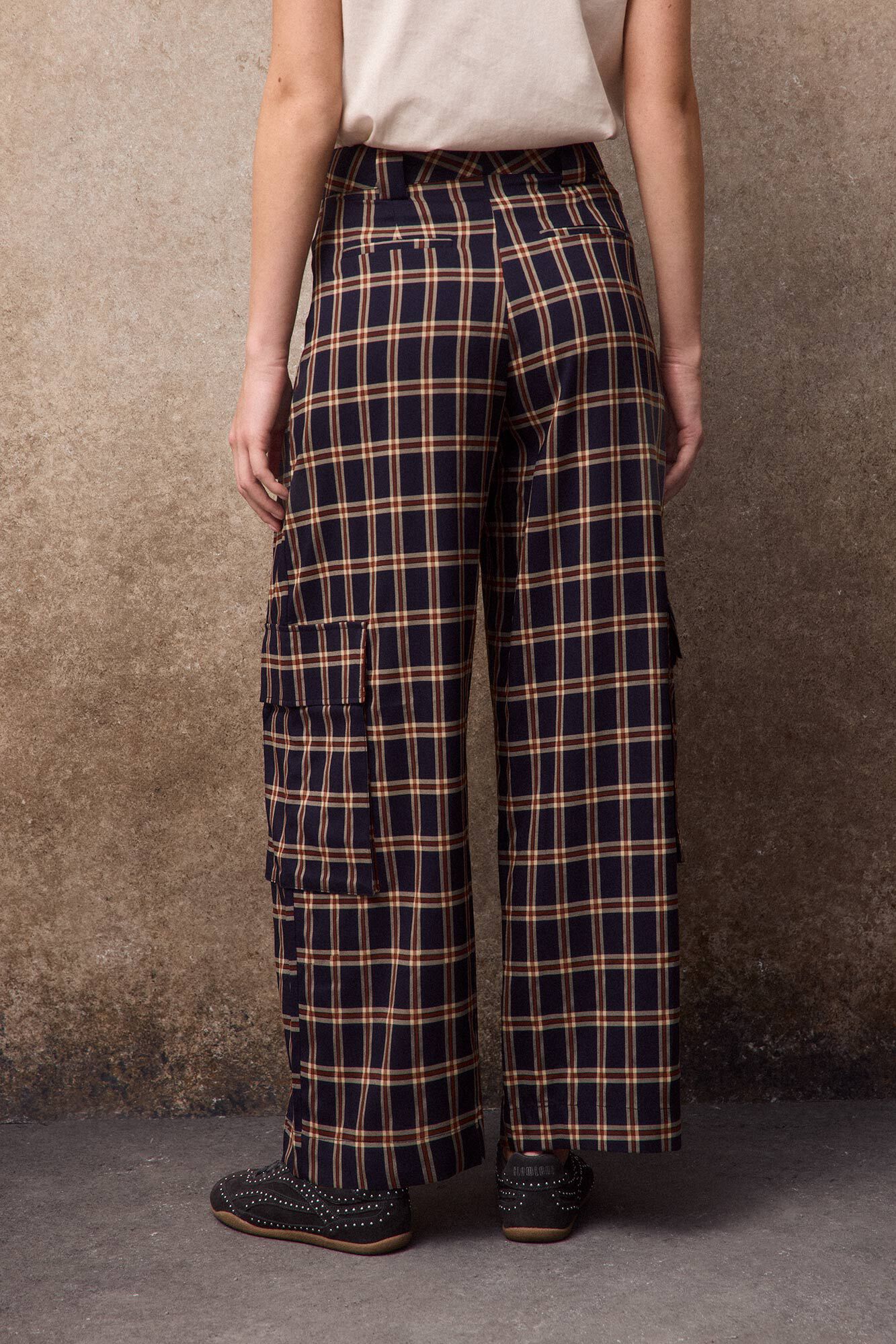 Slowlove Cal&ccedil;a corte barrel em xadrez Verde
