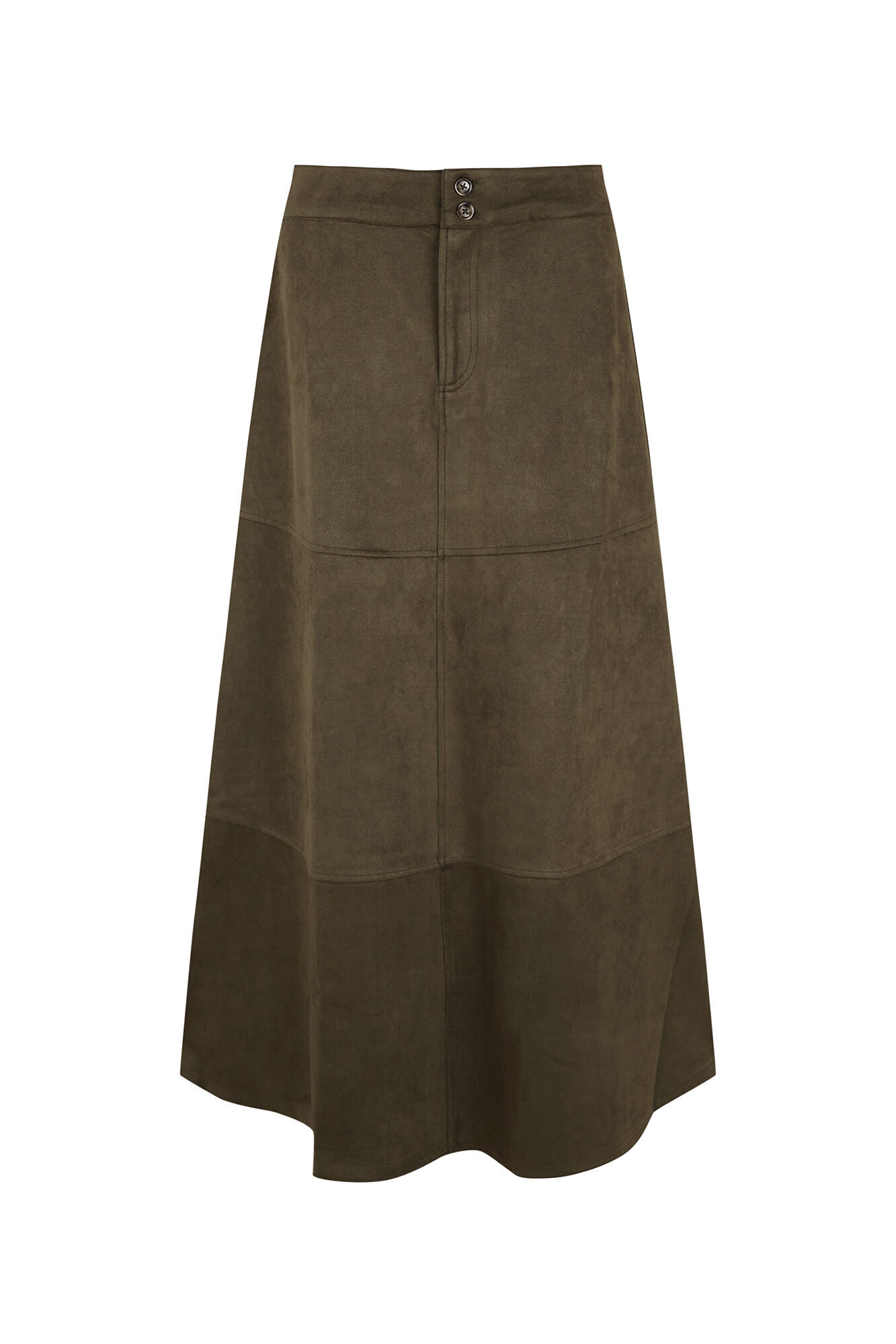 Cortefiel Faux suede long skirt Kaki