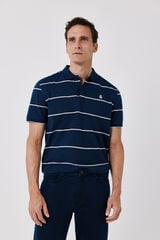 Cortefiel Striped piqu&eacute; polo shirt Navy