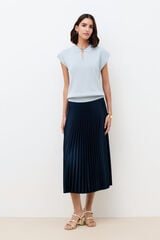 Caroll Saia midi plissada Azul