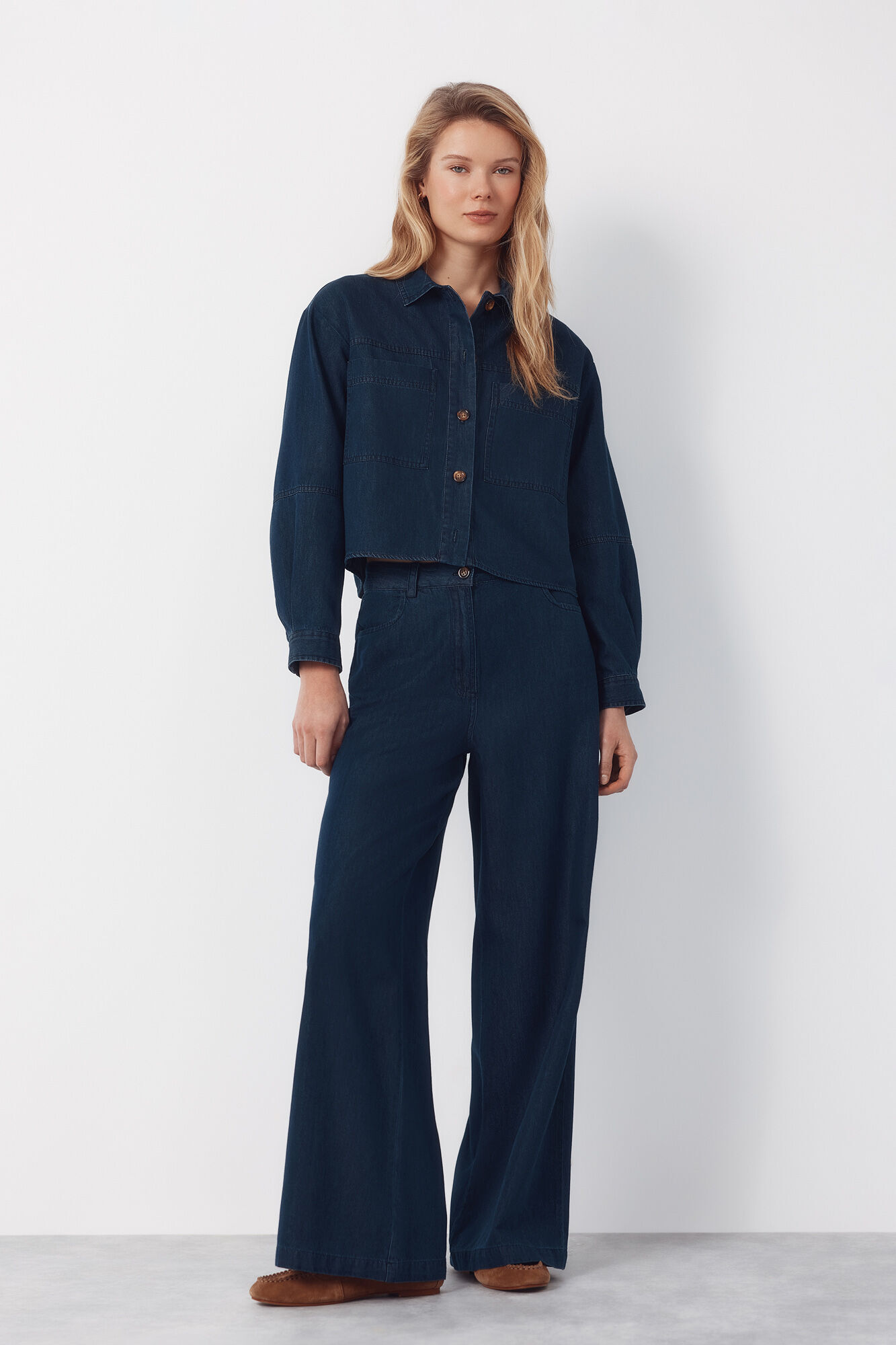 Cortefiel Soft palazzo jeans Blue