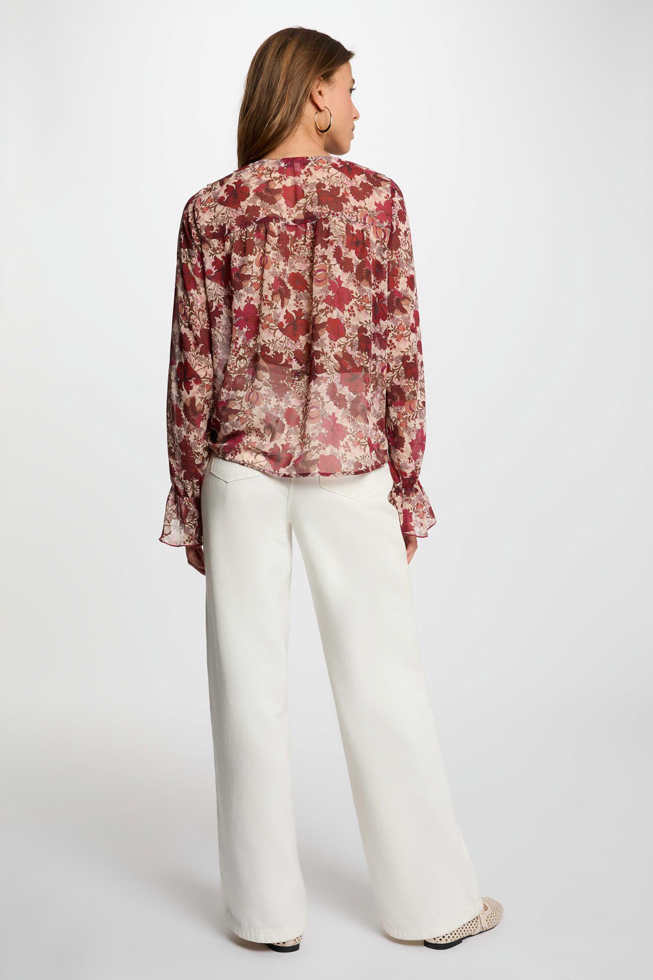 Morgan Blusa em chiffon com gola em V Multicolorido
