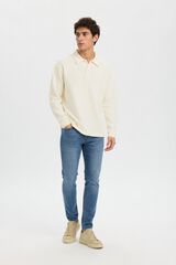 Selected Polo manga comprida relax Branco