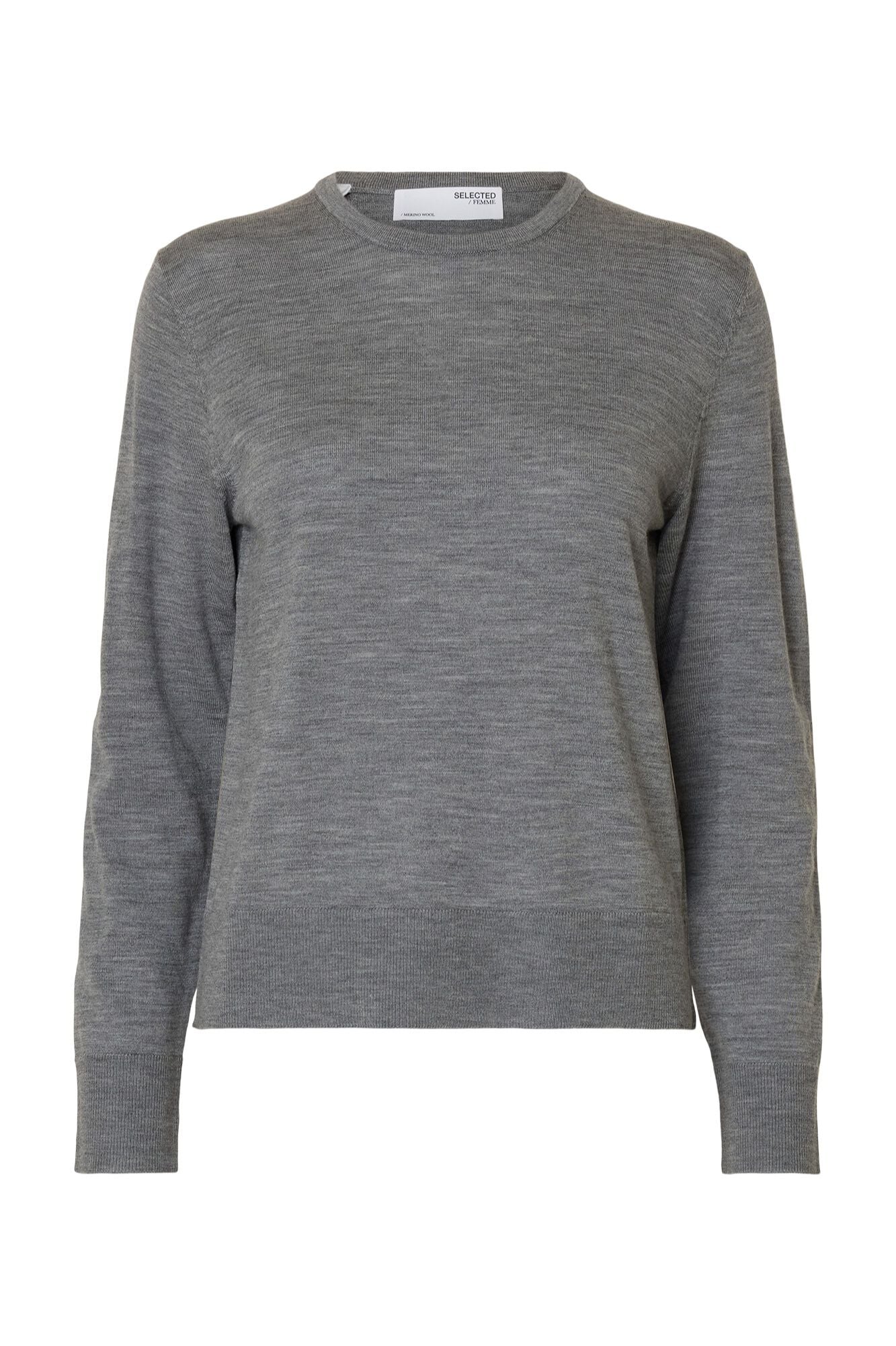 Selected 100% merino wool jumper Grey