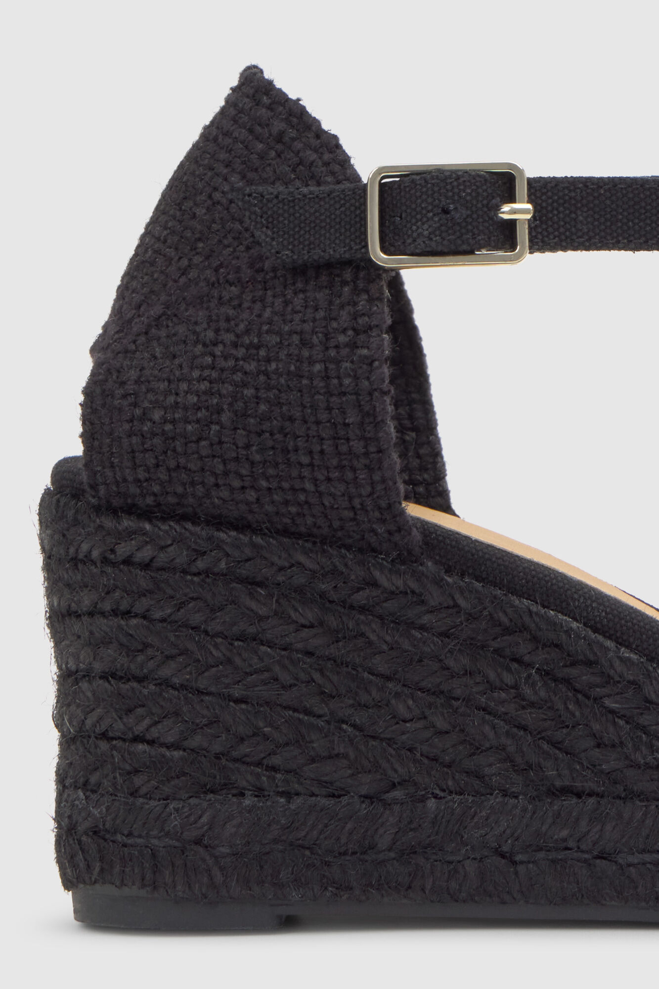 Casta&ntilde;er Dyed jute wedge espadrille Black