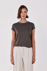 Cortefiel Piping detail T-shirt Beige
