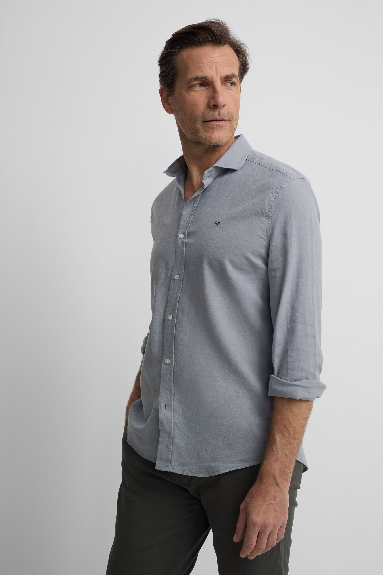 Silbon Camisa sport em linho Azul