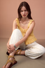 Slowlove Top de malha com al&ccedil;as Amarelo
