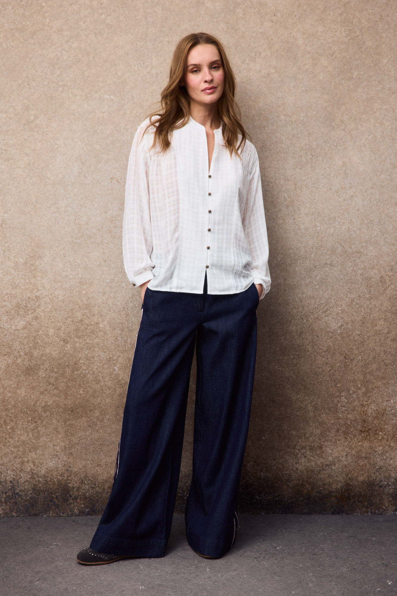 Slowlove Puffed gathered blouse Ivory