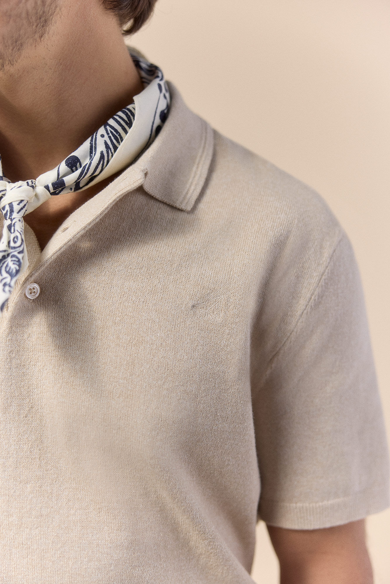 OOTO Twisted short sleeve polo shirt Beige