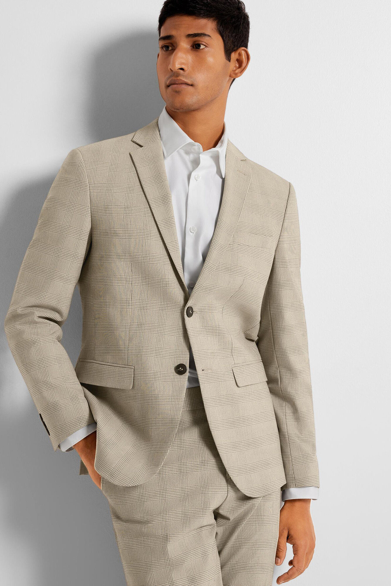 Selected Blazer de xadrez Slim Fit confecionado com materiais reciclados Tostado
