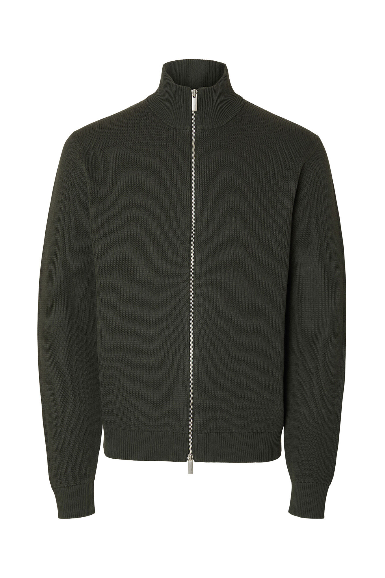Selected 100% cotton cardigan Dark green