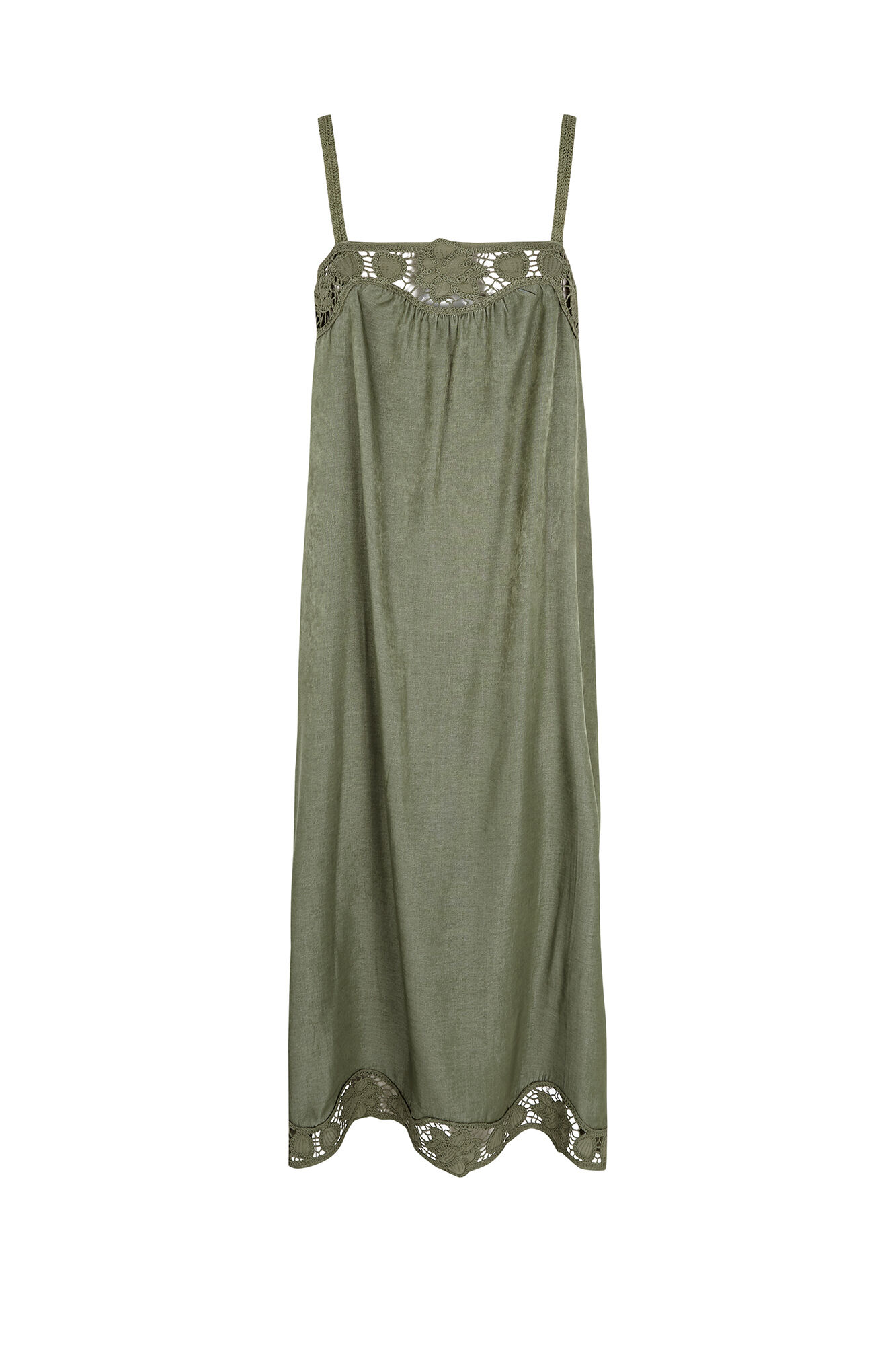 Cortefiel Satin-finish lingerie dress Green