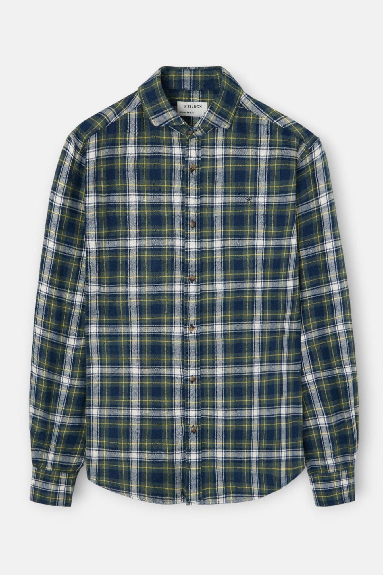 Silbon Two-tone tartan plaid sport shirt