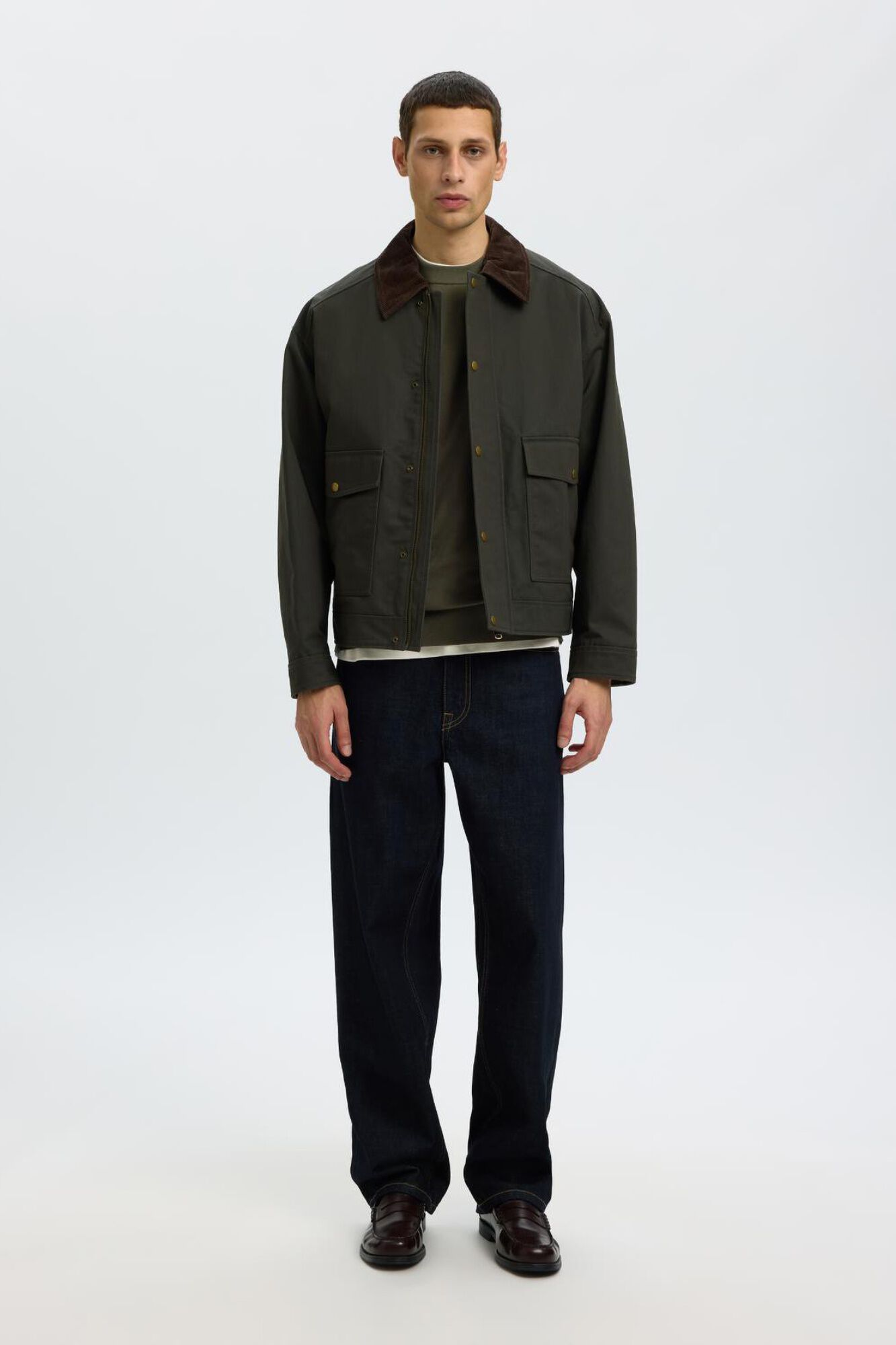 Selected Camisola leve 100% algod&atilde;o org&acirc;nico Verde