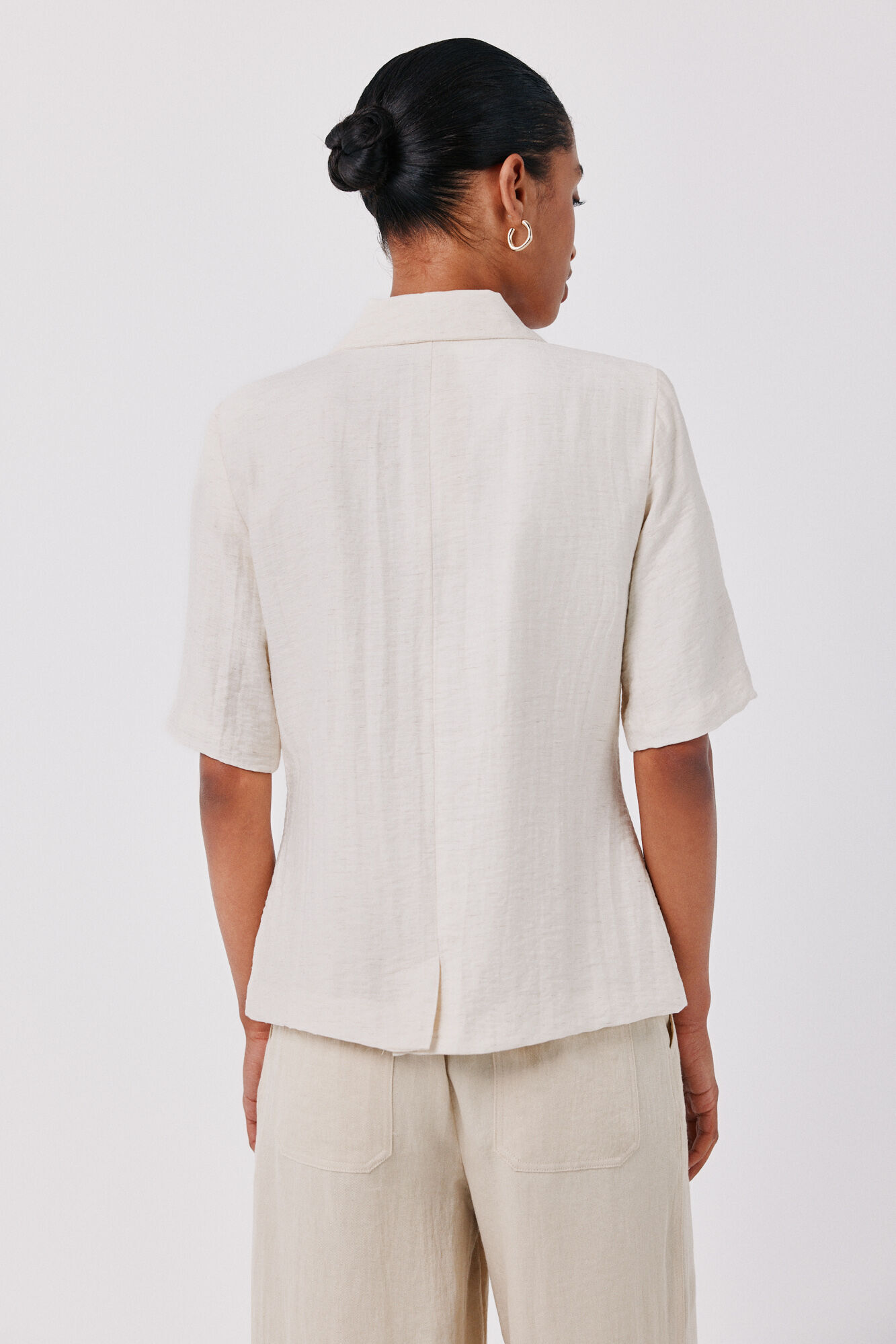Cortefiel Women's short sleeve blazer Ivory