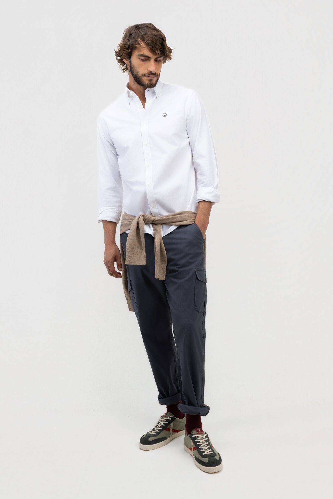 El Ganso Camisa Oxford lisa com bot&otilde;es Branco