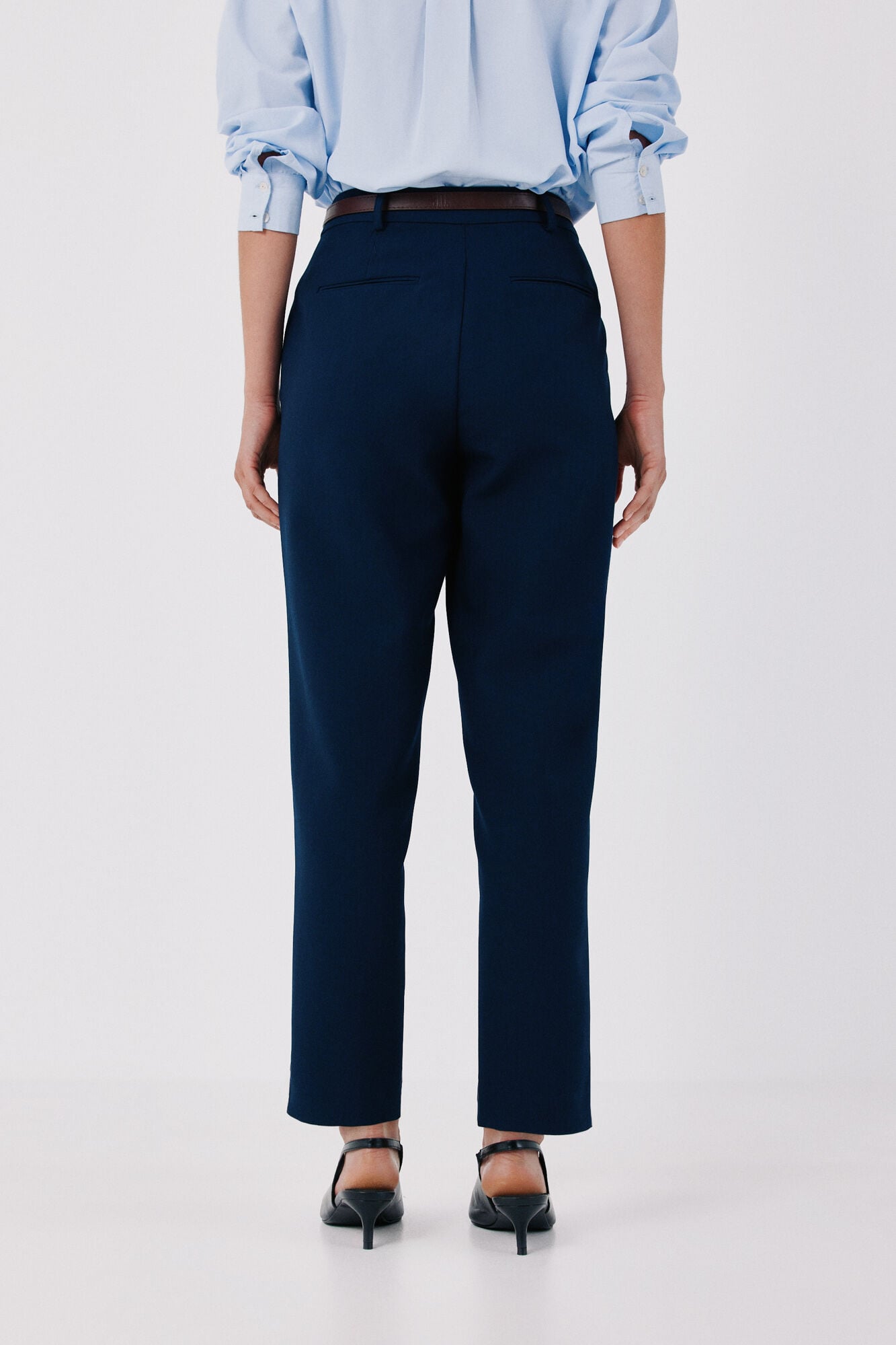 Cortefiel Cal&ccedil;a de vestir para mulher com cinto Azul