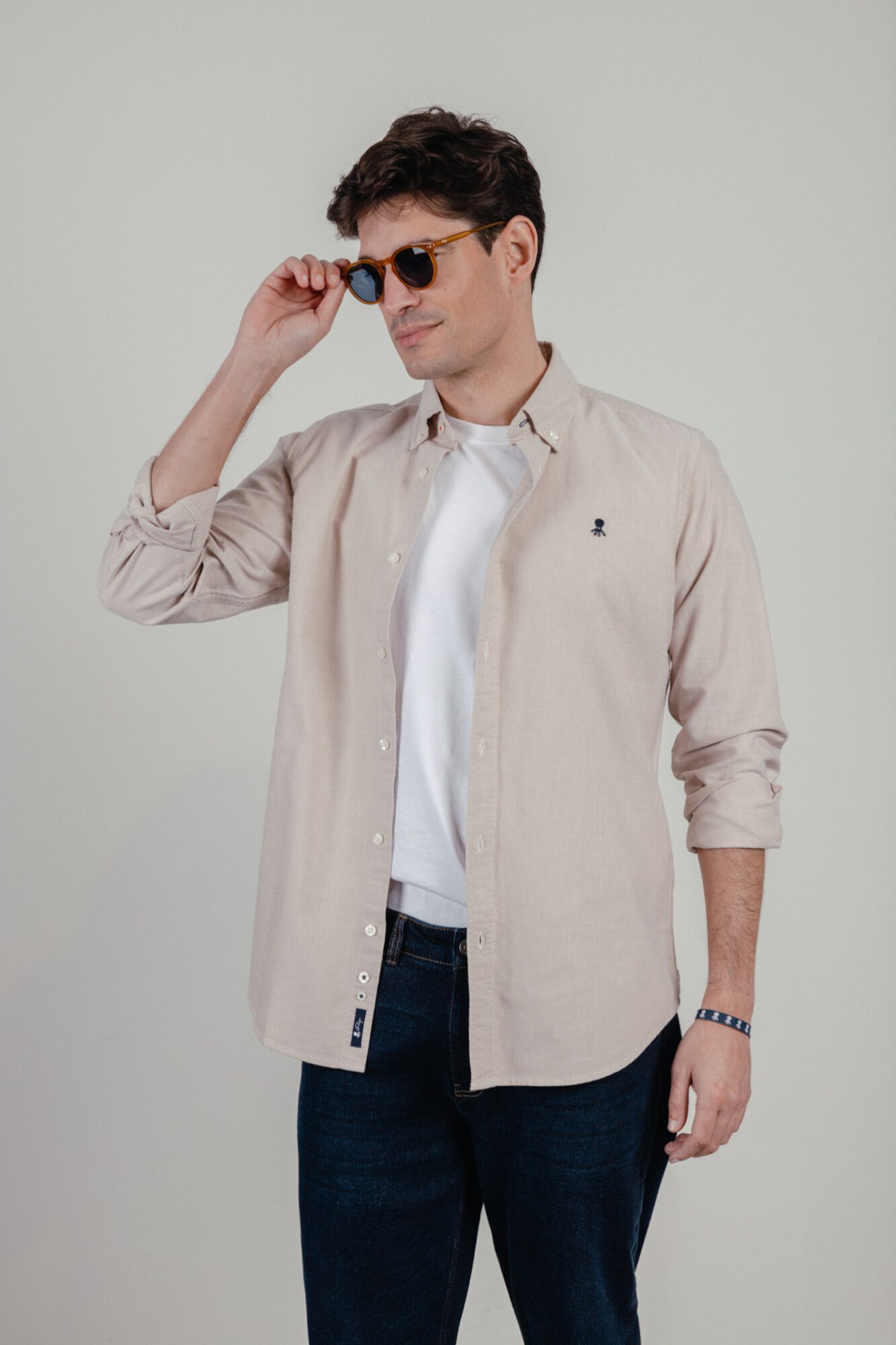elPulpo Camisa casual oxford Castanho
