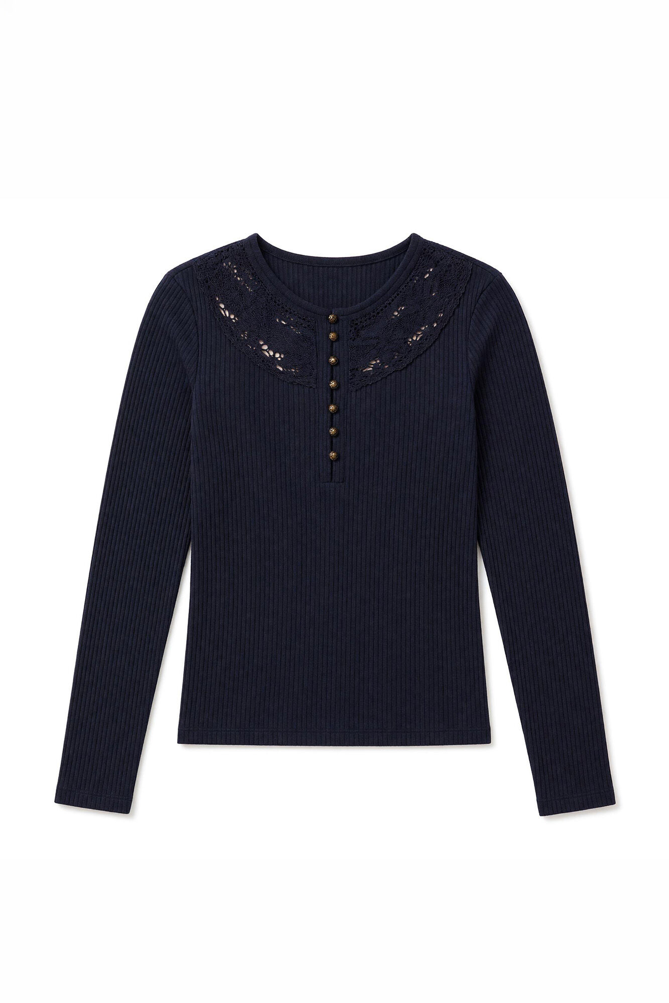 Slowlove Top decote em renda Cinzento