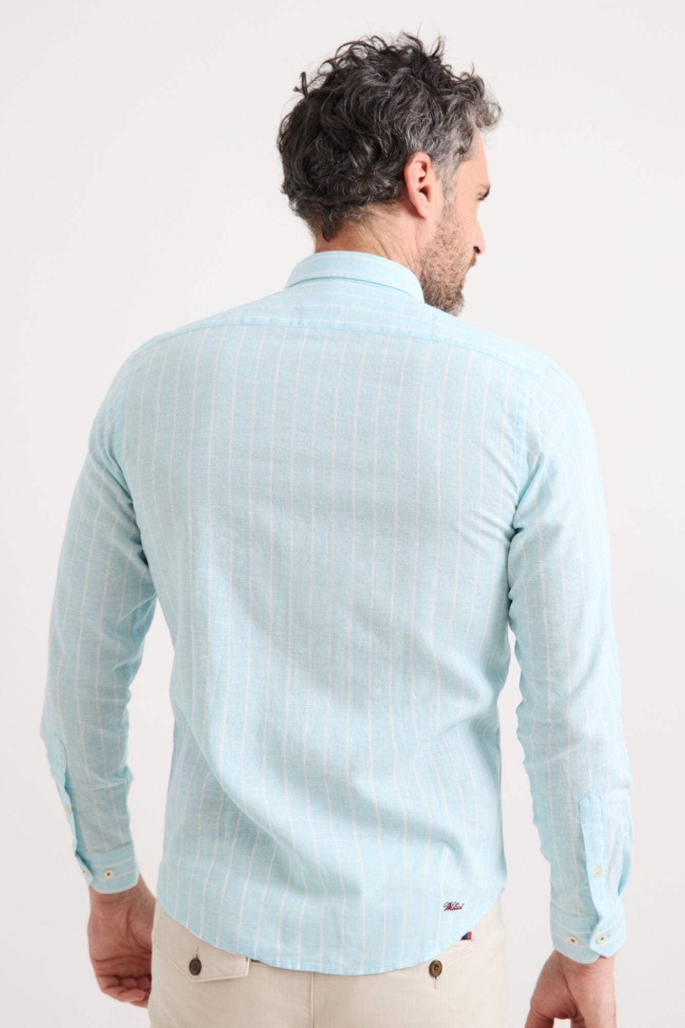Williot Camisa de linho de riscas finas Azul