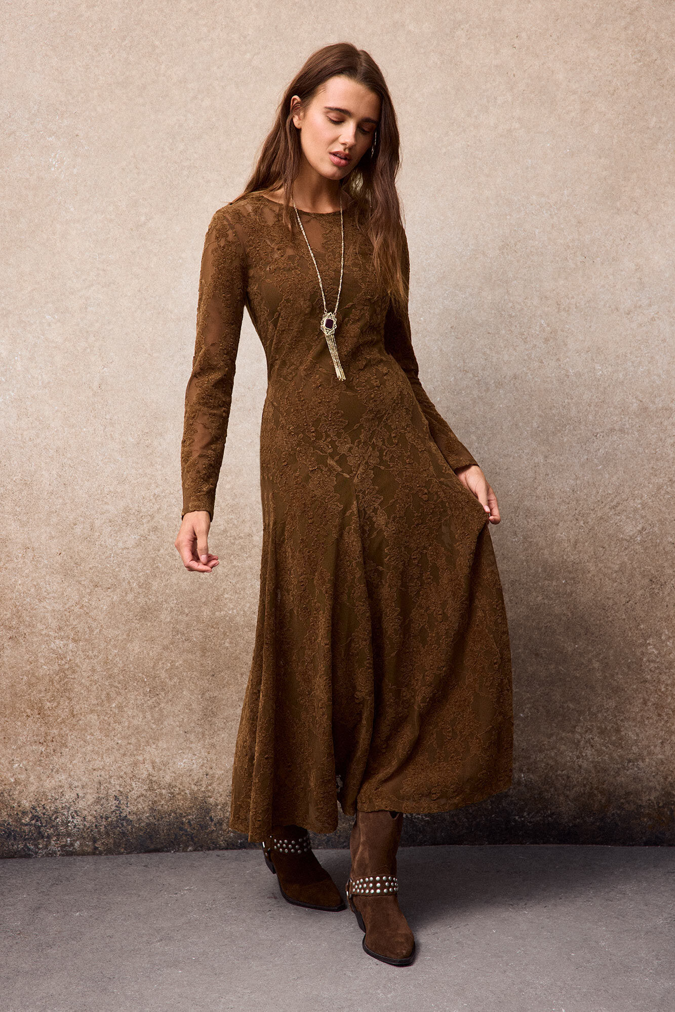 Slowlove Lace flared dress