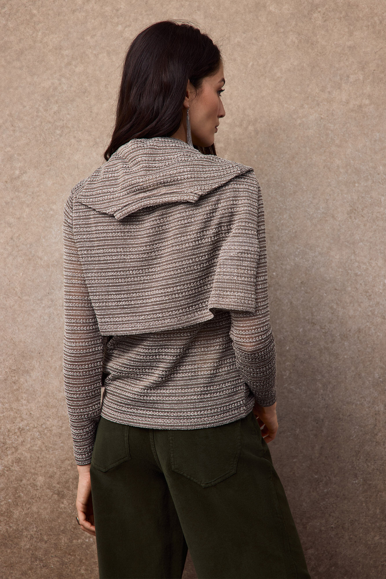 Slowlove Striped structure top Dark grey
