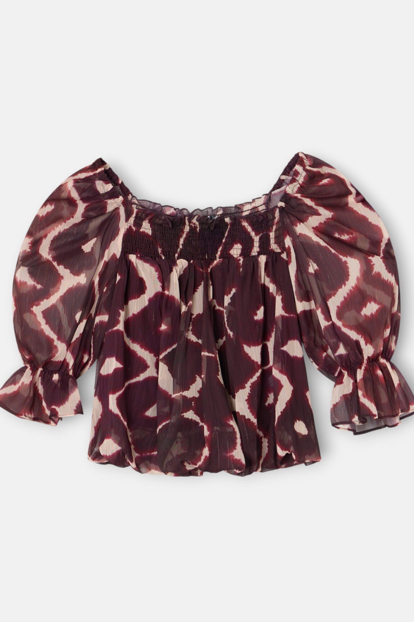 Silbon Blusa franzida estampada Castanho