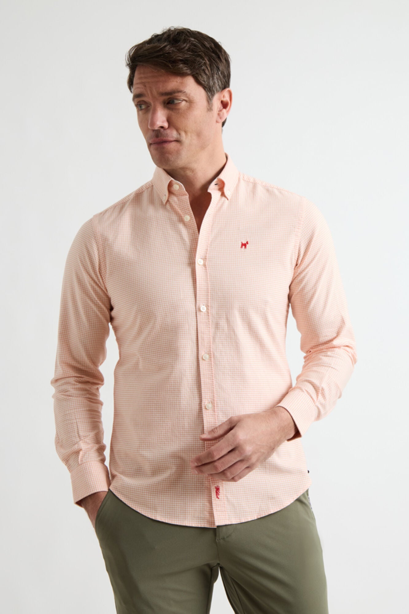 Williot Tencel mini check shirt Orange