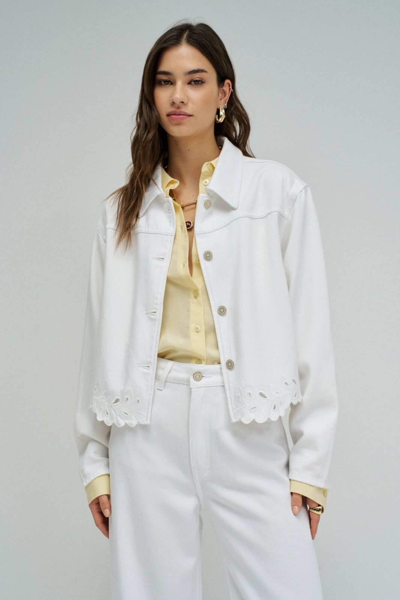 Salsa Jeans Casaco de ganga com bordados Branco