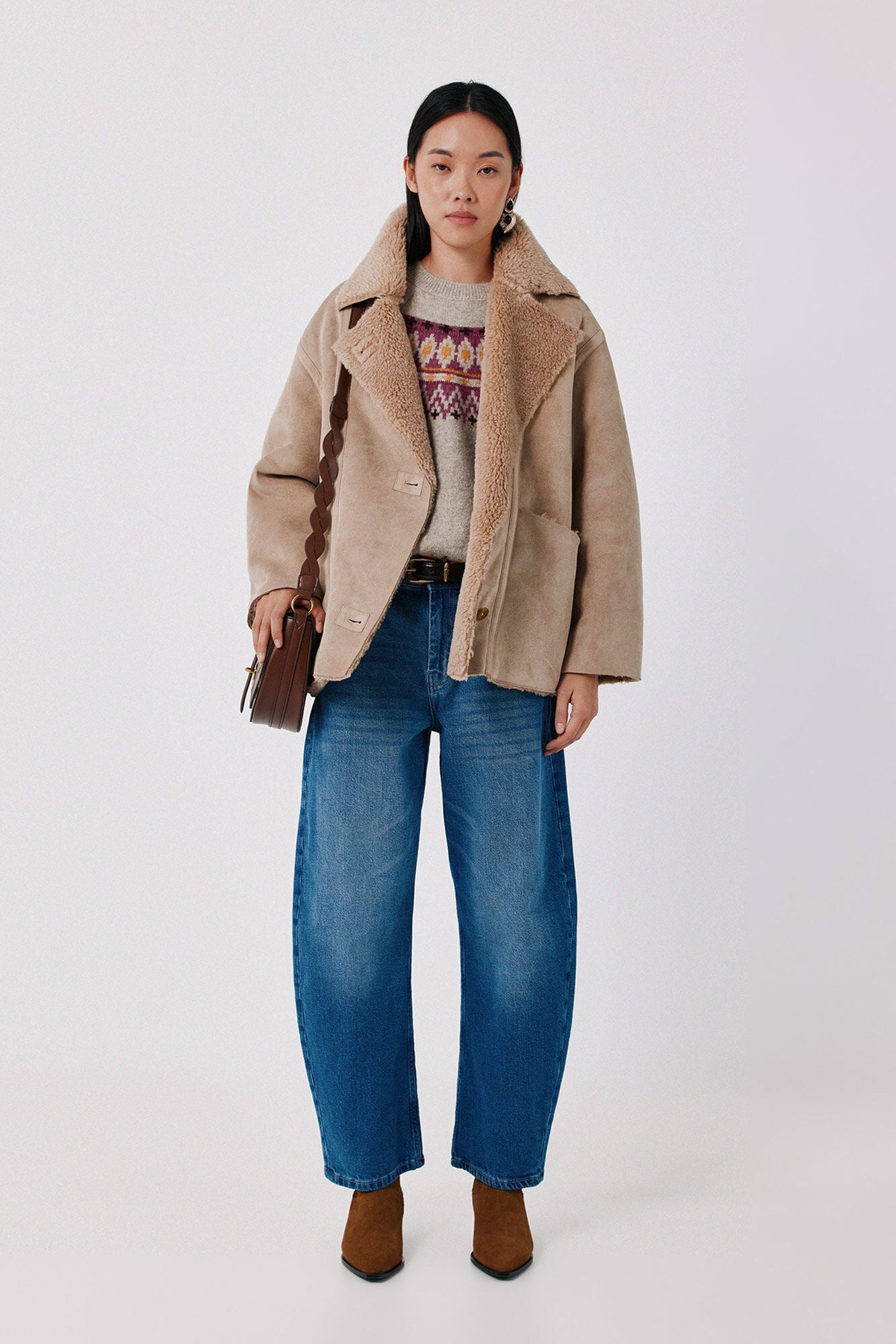 Cortefiel Double-faced jacket Dark brown