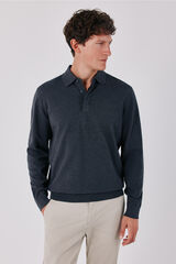 Cortefiel Basic fine knit polo neck jumper Dark grey