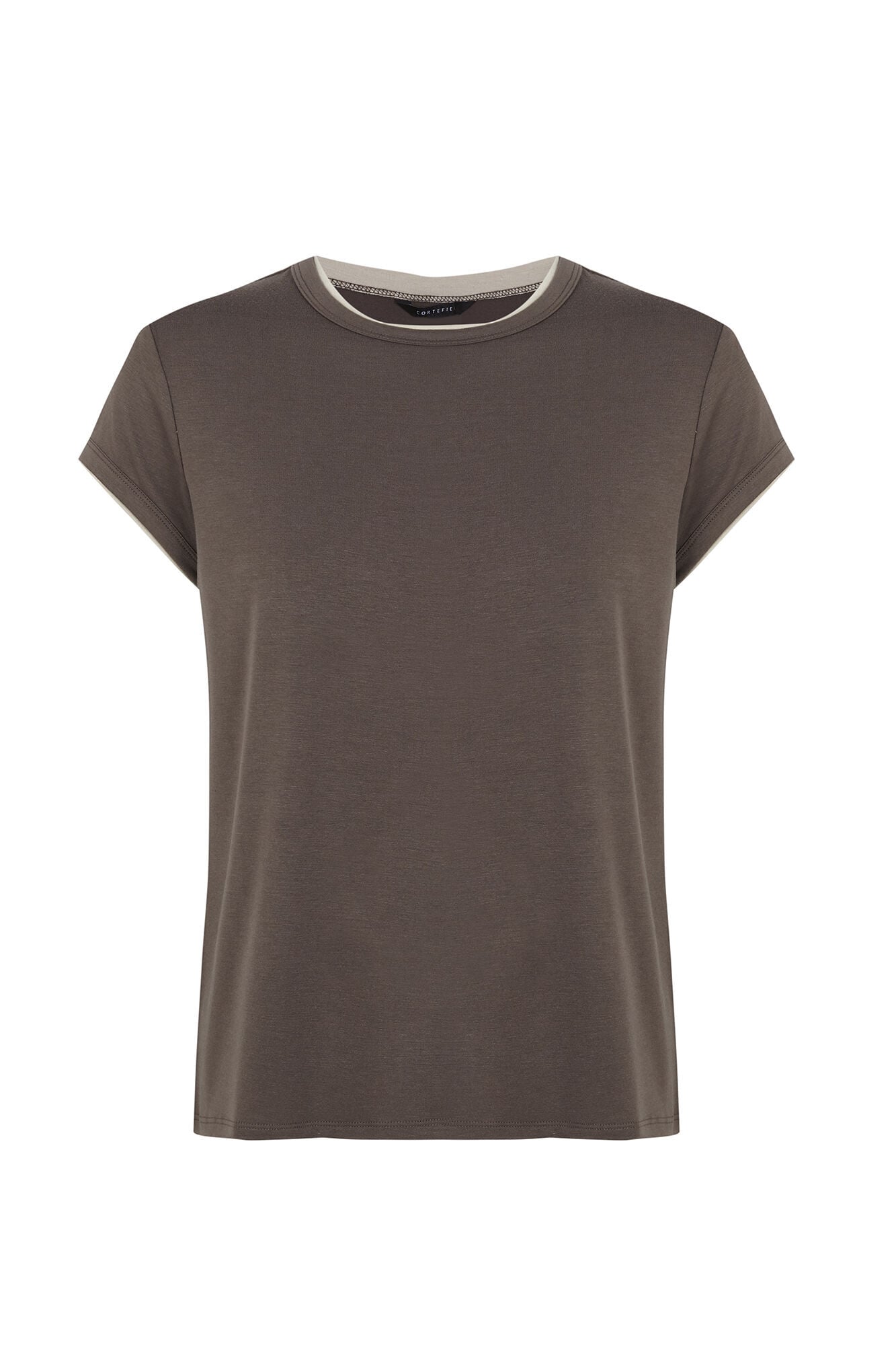 Cortefiel Piping detail T-shirt Beige