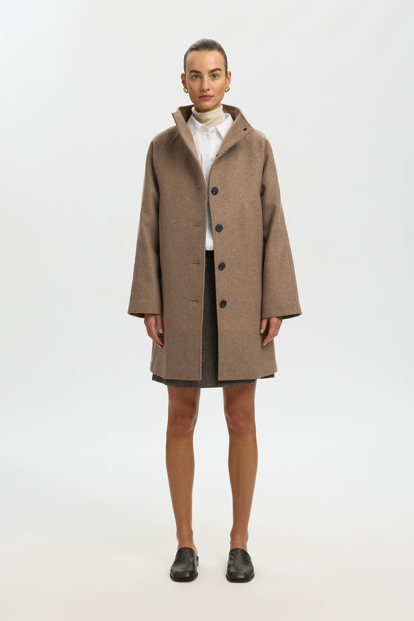 Selected Abrigo cuello alto con lana
