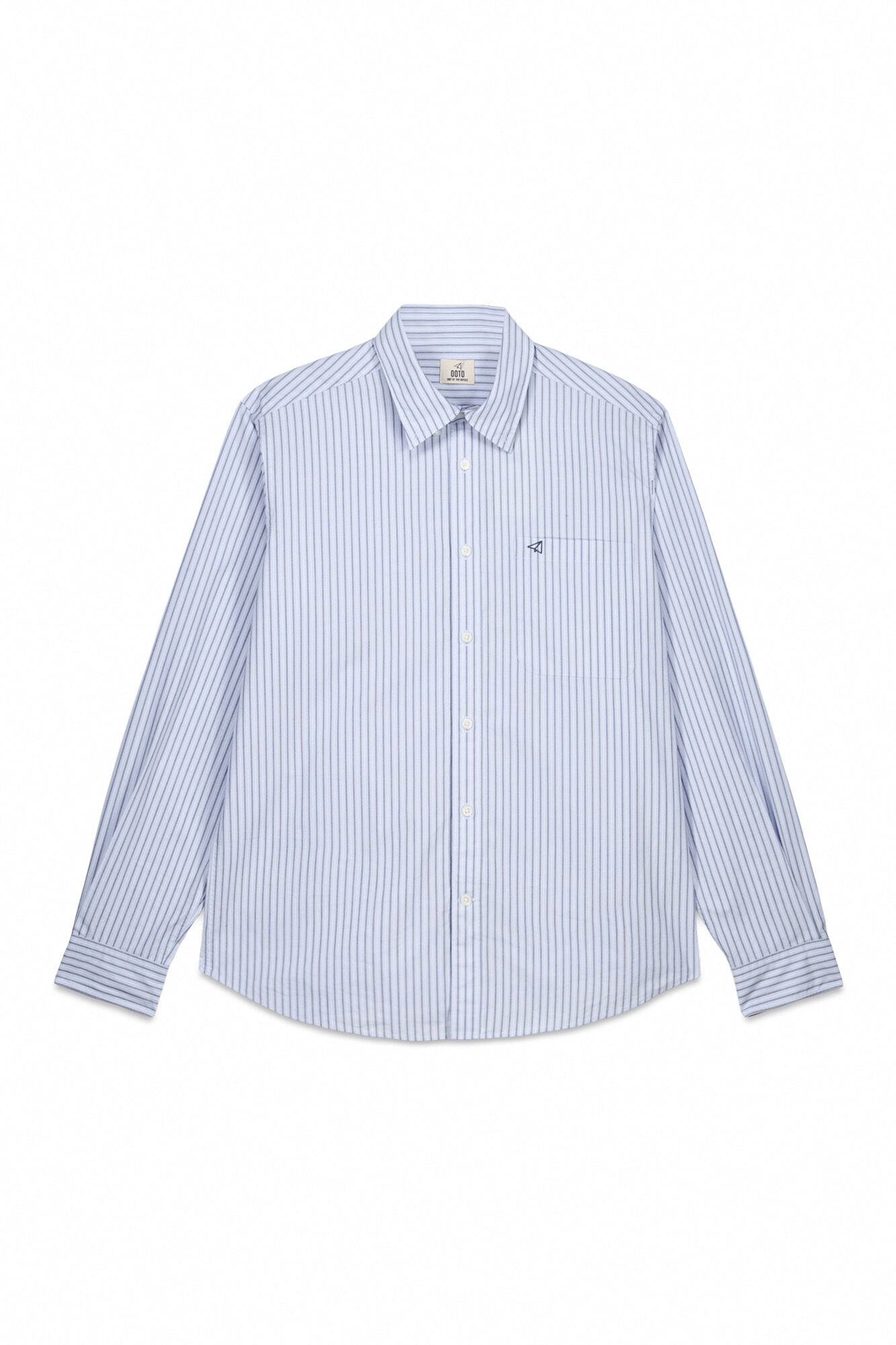 OOTO Camisa &agrave;s riscas manga comprida em popelina Azul