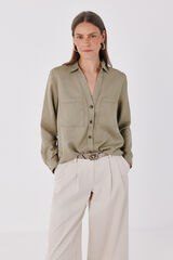 Cortefiel Camisa de ganga Tencel Verde