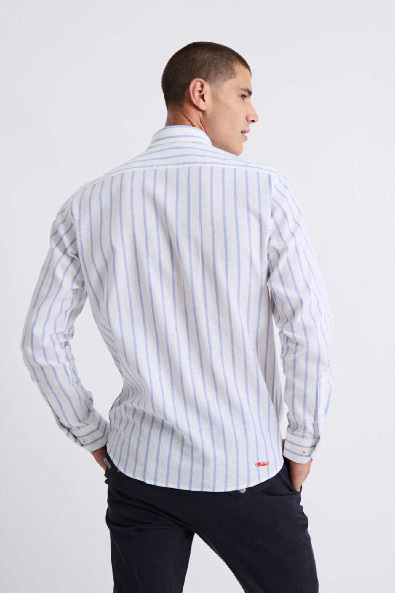 Williot Camisa de linho com riscas n&aacute;uticas Azul