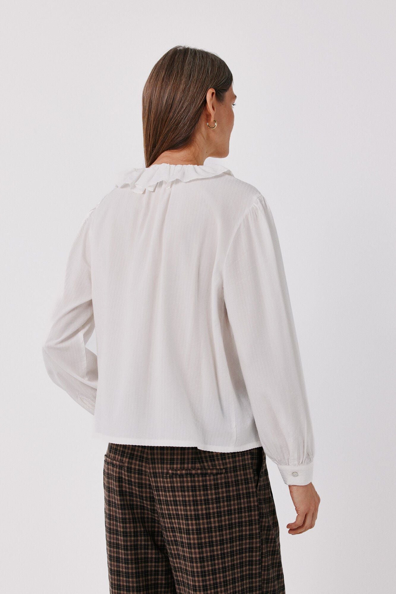 Cortefiel Ruffle blouse White