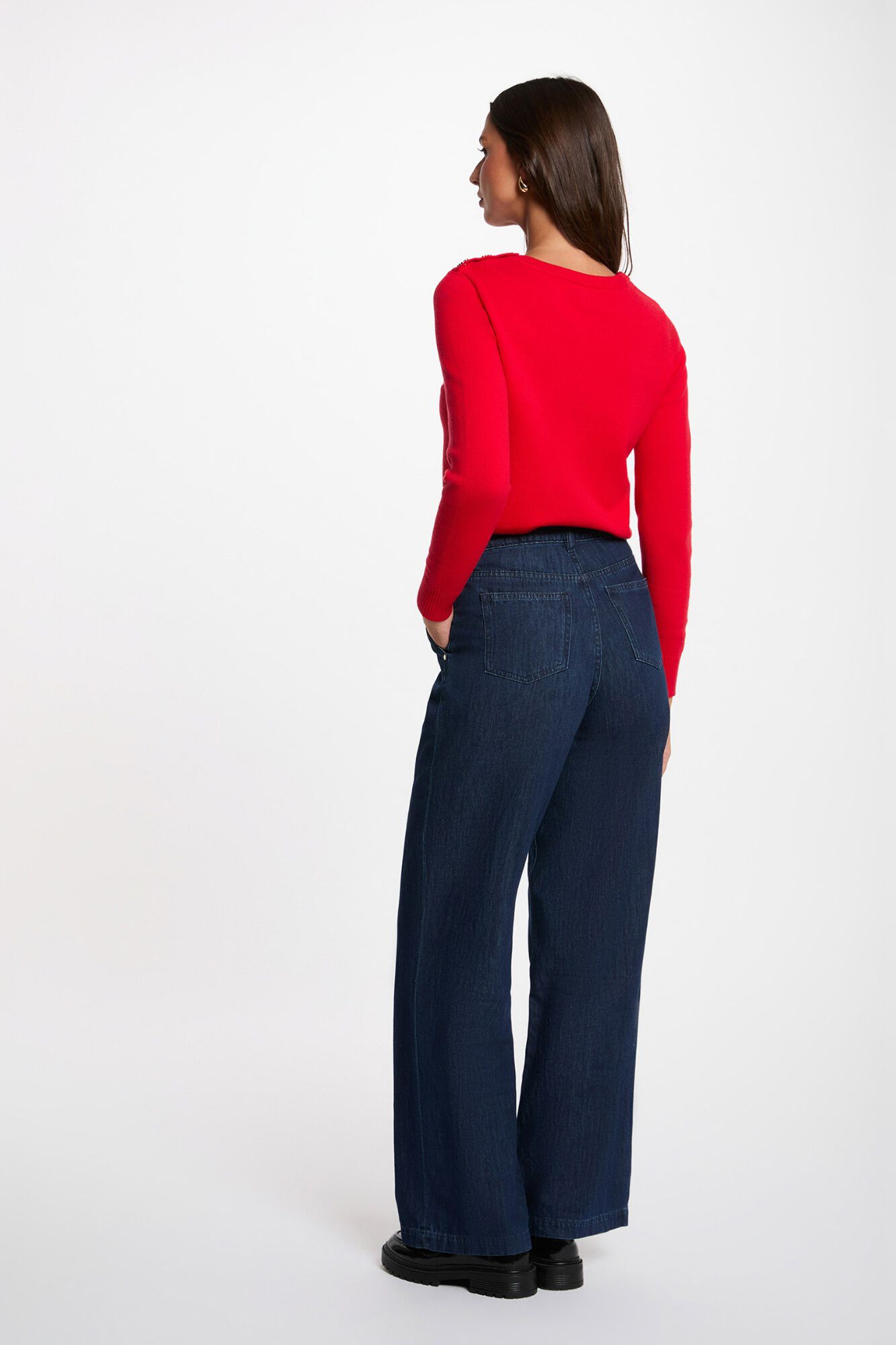 Morgan Camisola gola redonda com bot&otilde;es Vermelho