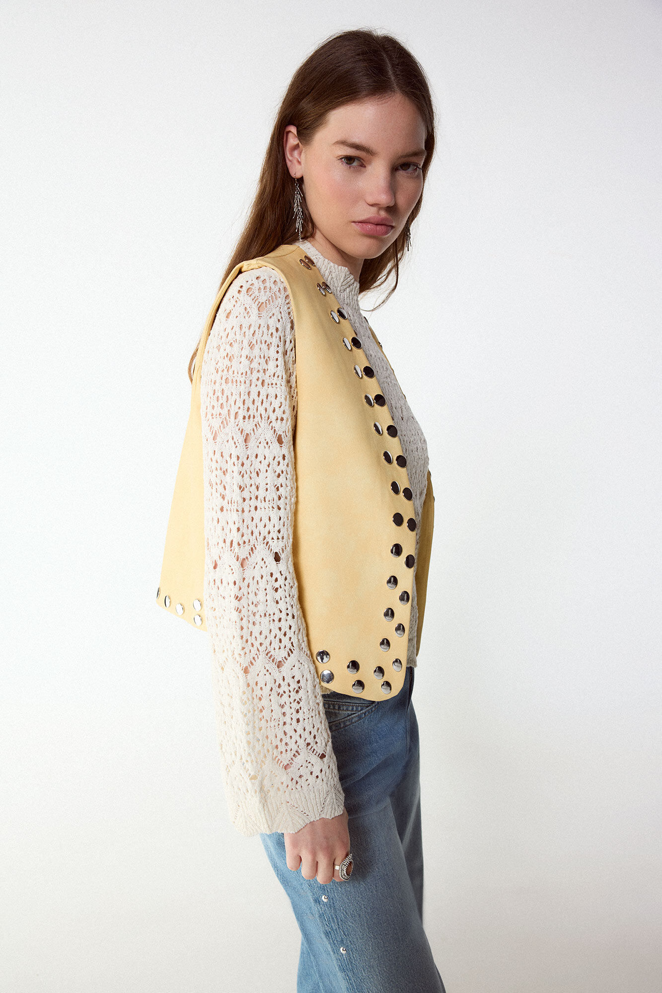 Slowlove Colete com tachas Amarelo