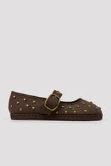 Cortefiel Ballerina with strap and studs Brown