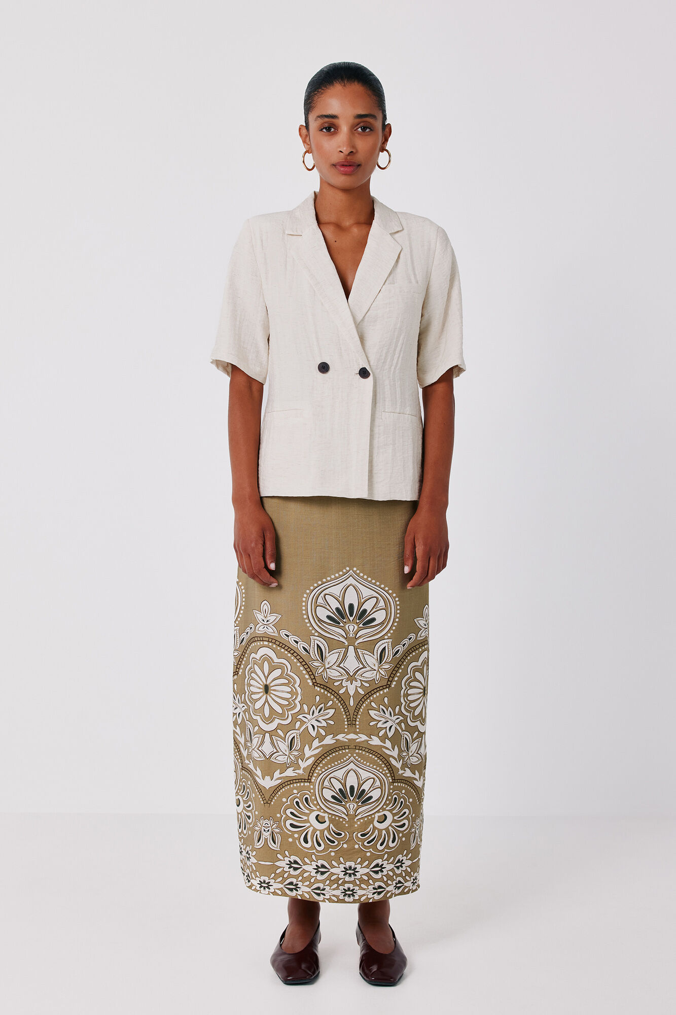 Cortefiel Printed straight skirt