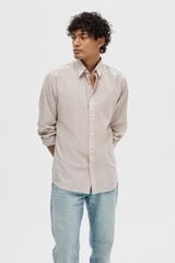 Selected Camisa de linho slim fit Tostado