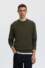 Selected Camisola leve 100% algod&atilde;o org&acirc;nico Verde