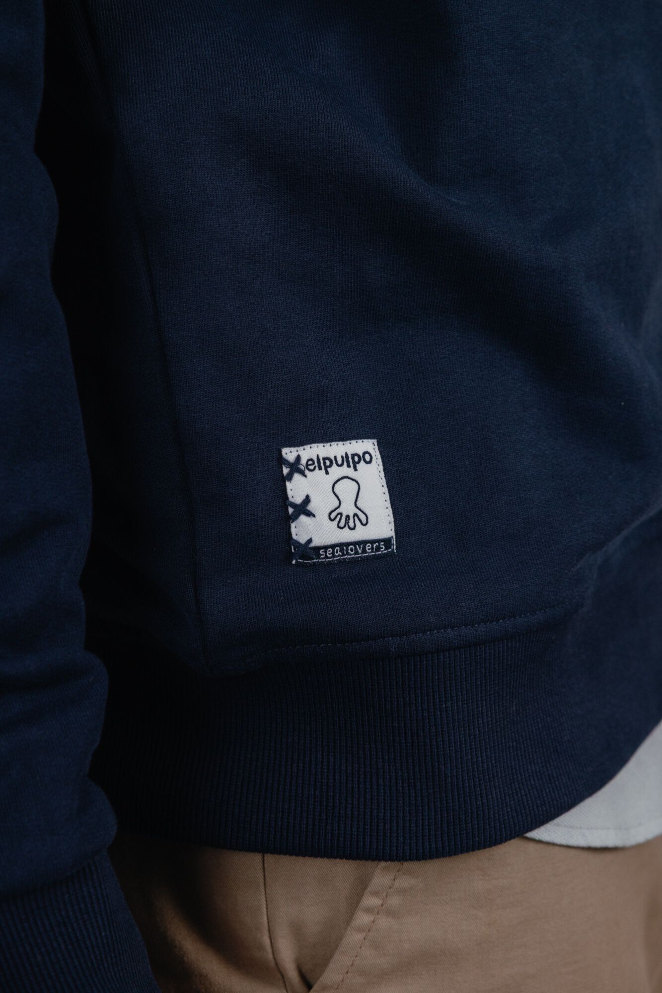 elPulpo Sweatshirt unisex com gola rugby Azul