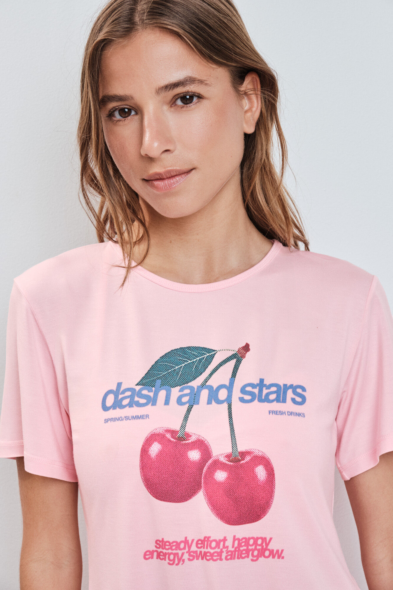 Dash and Stars Camiseta apertura espalda rosa