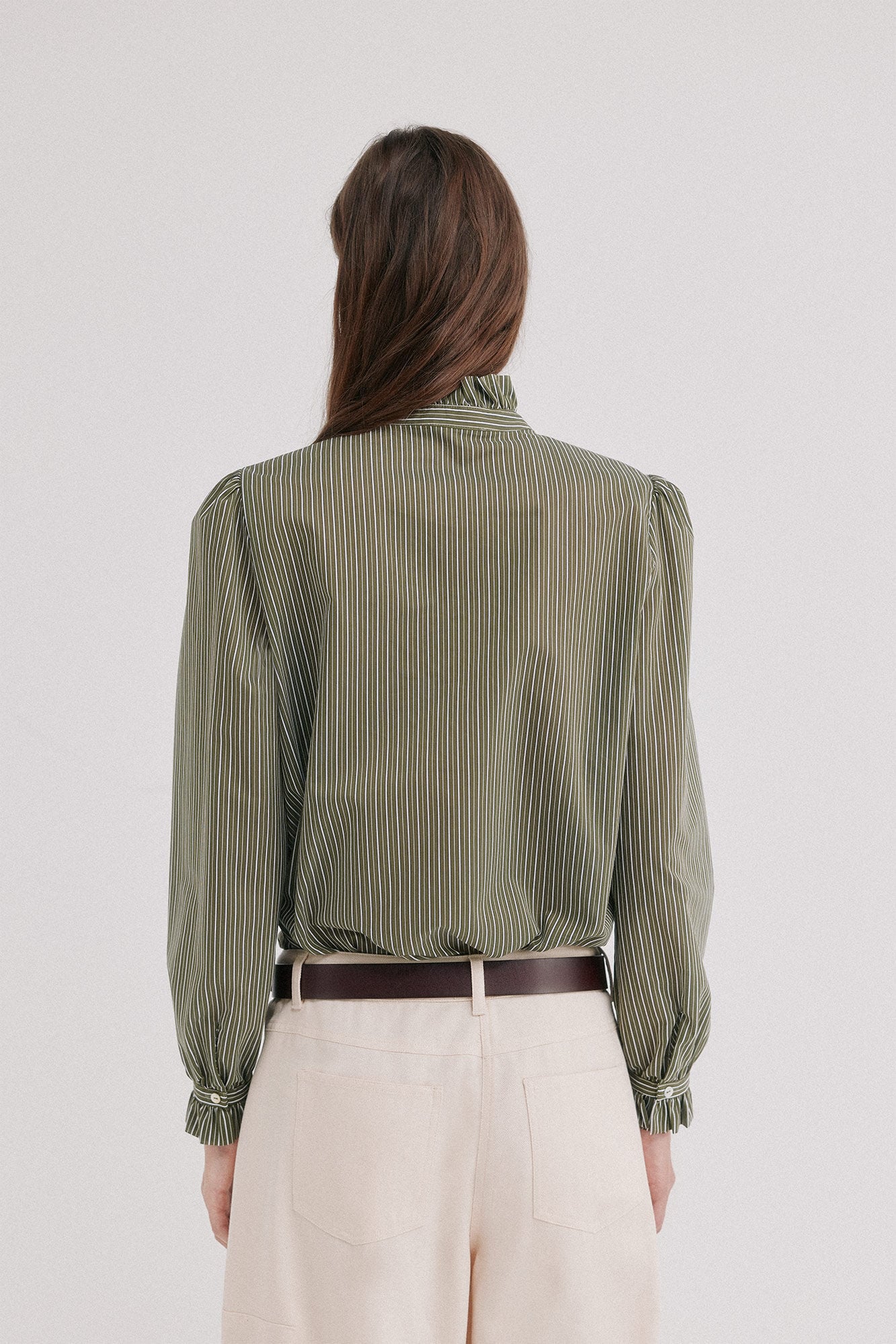 Hoss Intropia Cristela. Camisa rayas Kaki