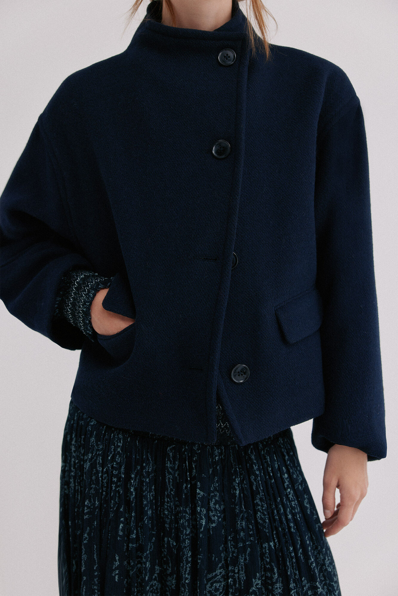 Hoss Intropia Flavia. High neck coat Blue