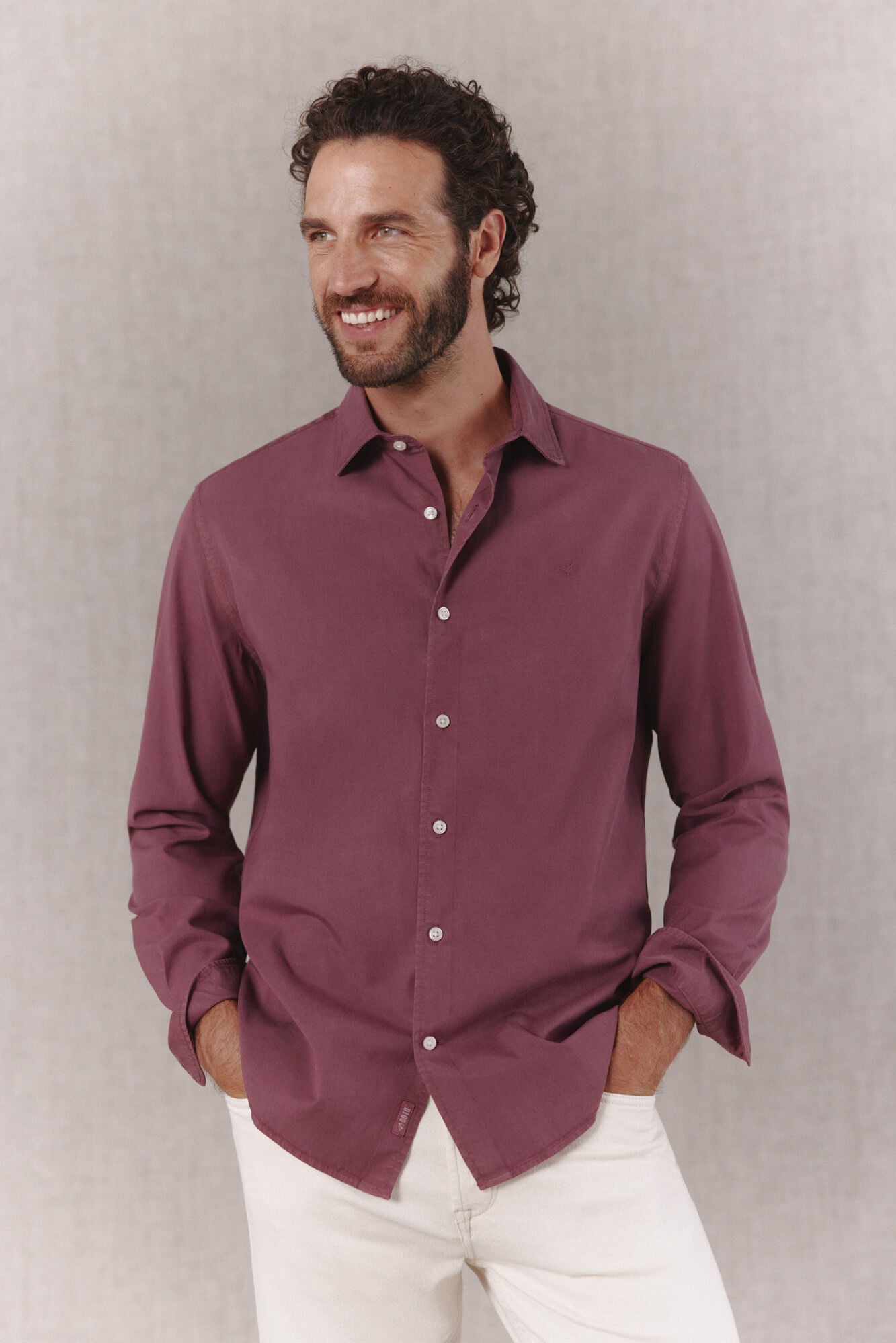 OOTO Camisa lisa fluida manga larga