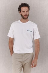 OOTO T-shirt gr&aacute;fica lavada Branco